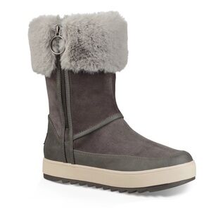 Gray Fur-Lined Women's Boots